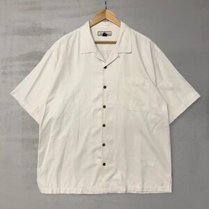 Tommy Bahama Mens Cream Silk Cotton Blend Short Sleeve Camp Shirt XL